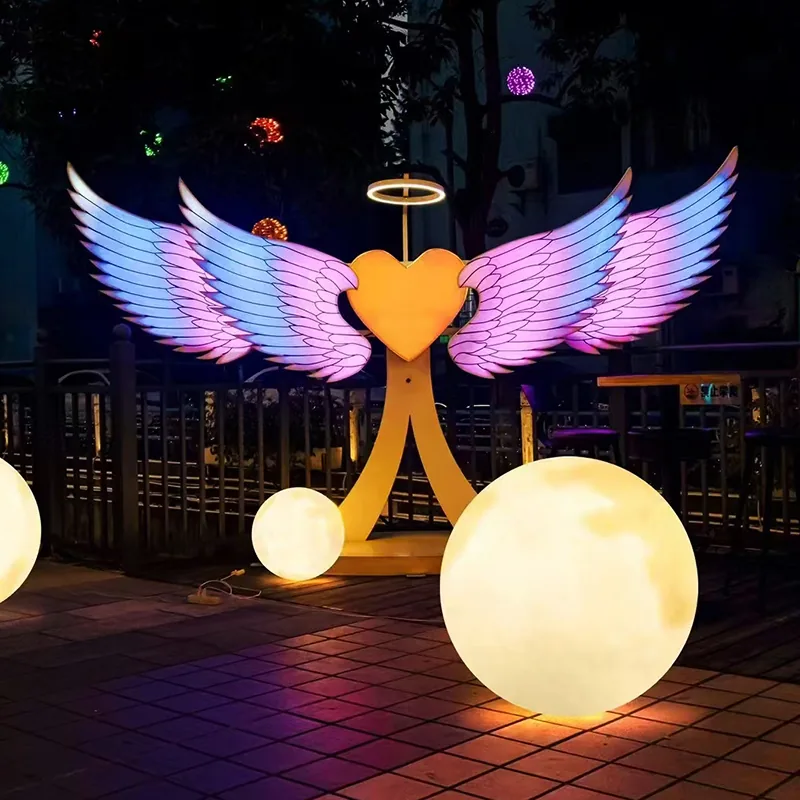 angel wings light installation for night tour and landscape projects — Interactive Lighting Installation series by Dengqi Lighting