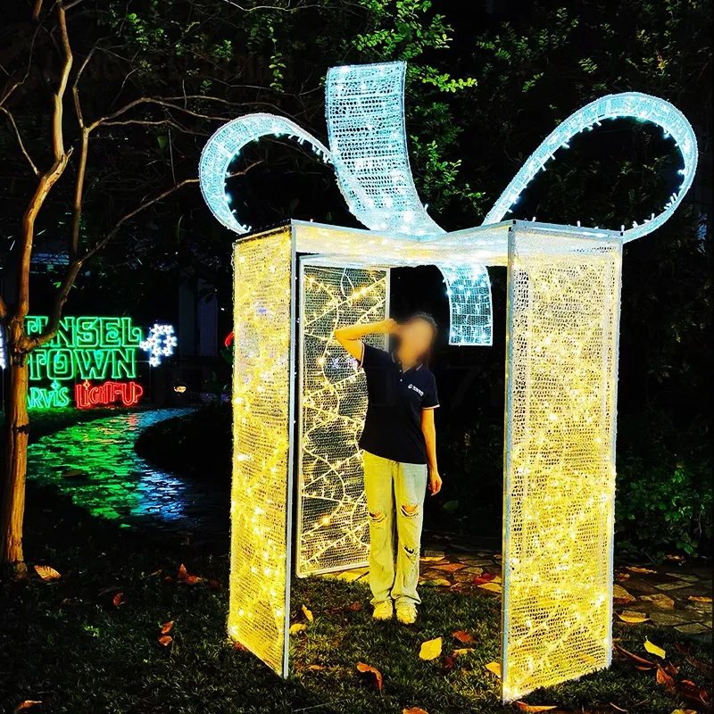 gift box motif light for night tour and landscape projects — Motif & Sculptural Light series by Dengqi Lighting