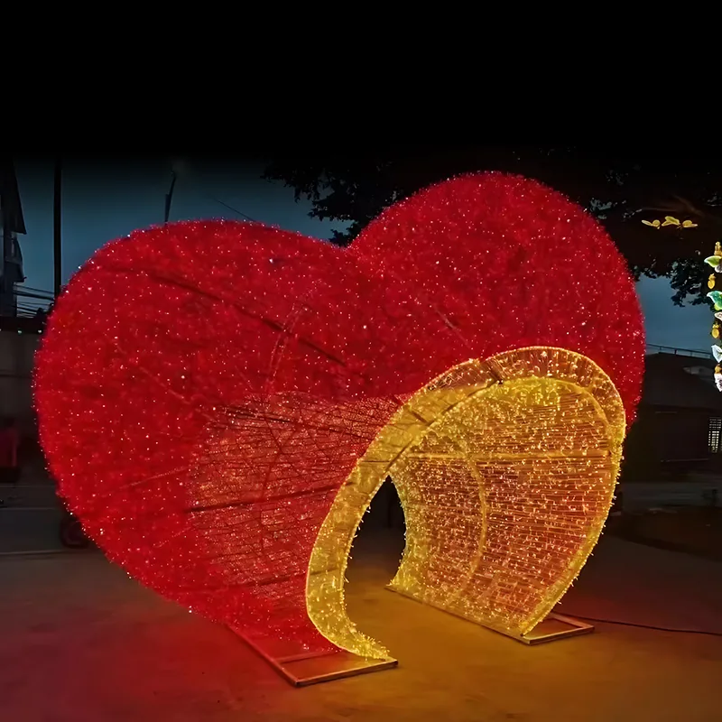 glowing heart motif light for night tour and landscape projects — Motif & Sculptural Light series by Dengqi Lighting