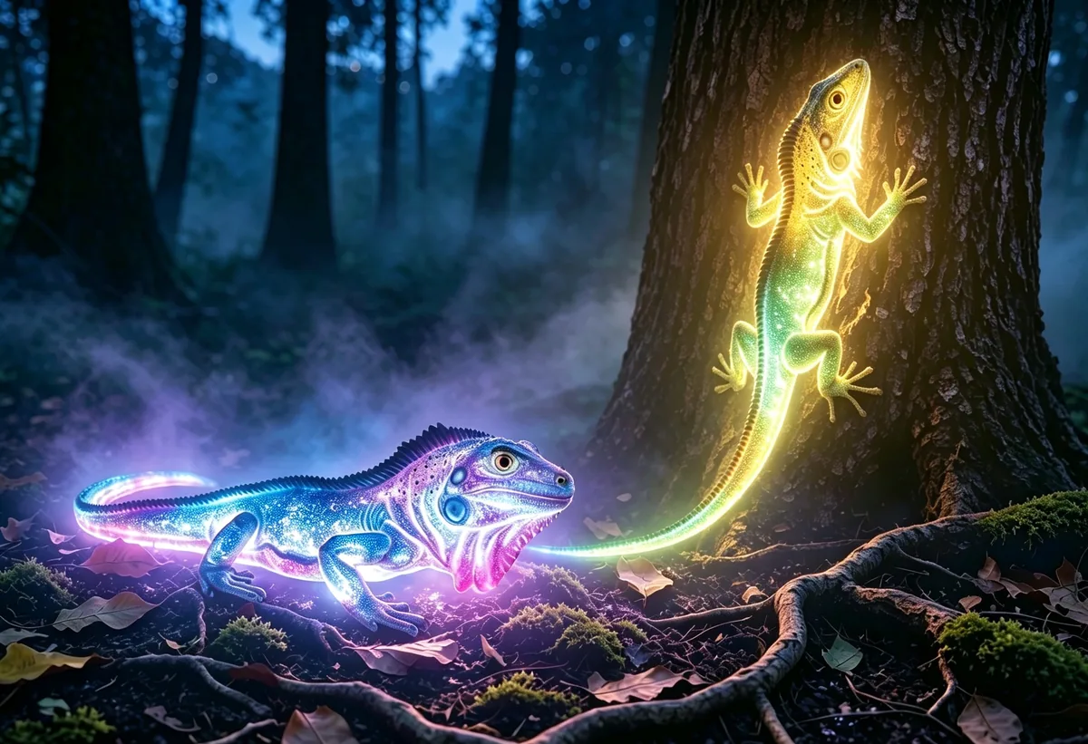 glowing lizard sculpture for night tour and landscape projects — Avatar LED Plant series by Dengqi Lighting