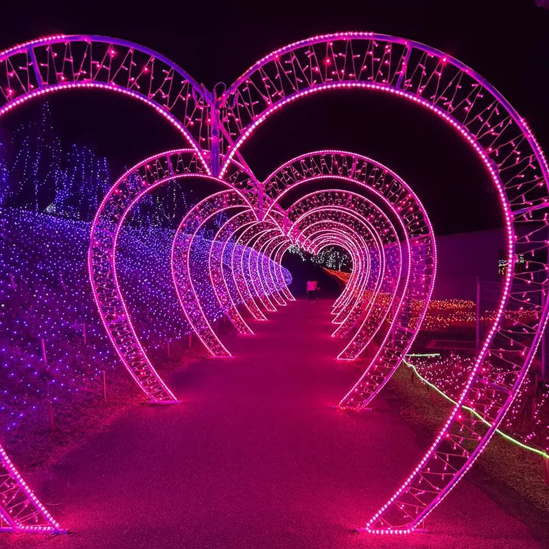heart arch motif light for night tour and landscape projects — Motif & Sculptural Light series by Dengqi Lighting