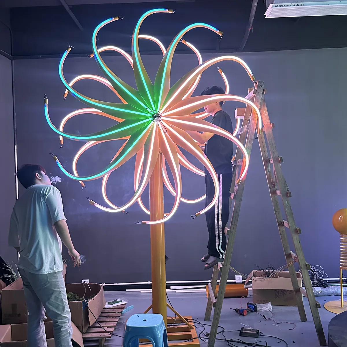 rotating windmill light for night tour and landscape projects — Interactive Lighting Installation series by Dengqi Lighting