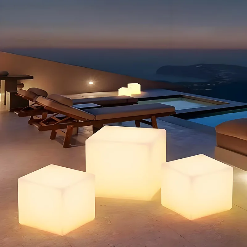 rotomolded glowing cube for night tour and landscape projects — Rotomolded Lighting series by Dengqi Lighting