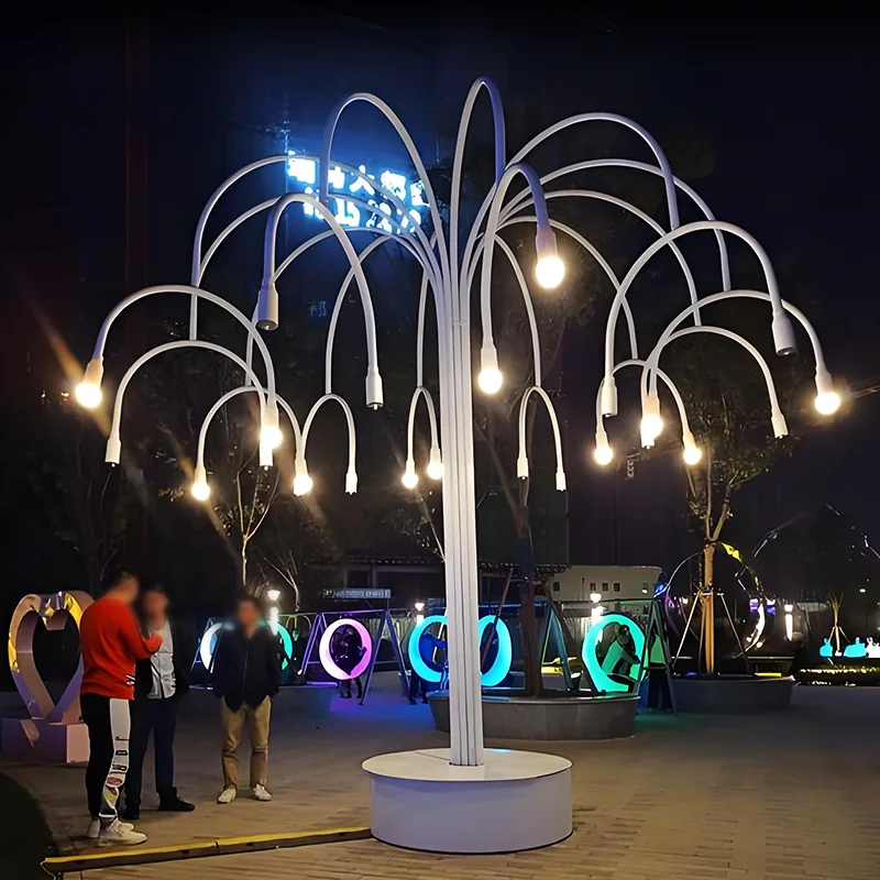 smoke effect tree light for night tour and landscape projects — Interactive Lighting Installation series by Dengqi Lighting