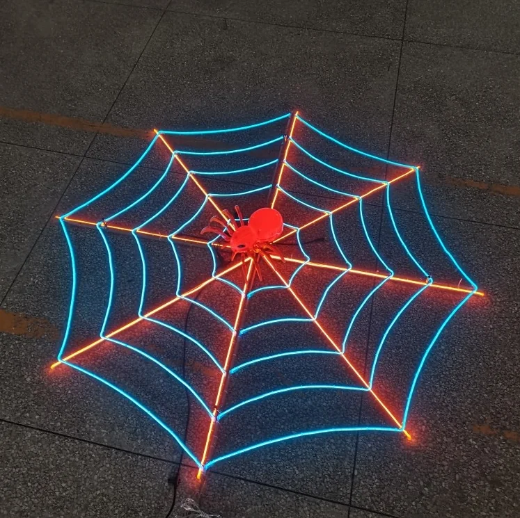 glowing spider web — dynamic insect landscape light by Dengqi Lighting