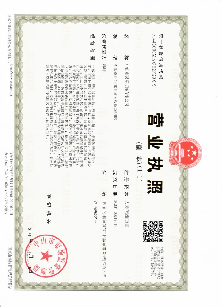 Trademark certificate — Zhongshan Dengqi Optoelectronic Technology Co., Ltd.
